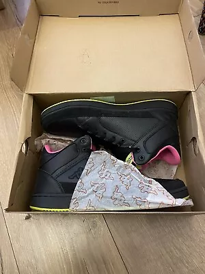 New Mens Kappa Volare Md Uk 10 Eu 45 Black Pink Yellow Trainers Sneakers Shoes • £25