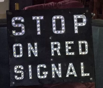 Vintage Railroad Stop On Red Signal Sign With Glass Cateye Reflectors • $1200