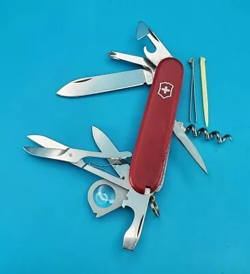 Vintage Victorinox Explorer Red Swiss Army Knife W/ Magnifying Glass! • $37.37