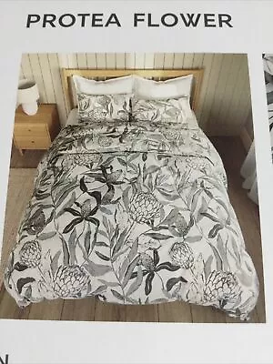 Marks And Spencer Duvet Cover Set Double Grey Print Reversible Pure Cotton  Bnwt • £26.99