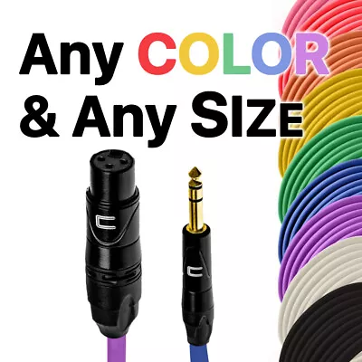 3-Pin XLR Female To 1/4  TRS Male Balanced Stereo Cable Custom Length Color Cord • $146.49