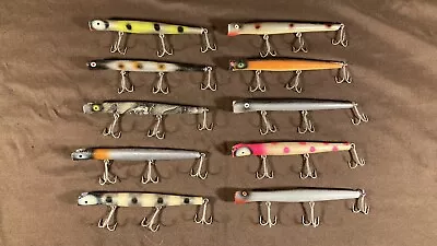 Vintage Antique Wooden Muskie Fishing Lure Lot Of 10 • $99.95