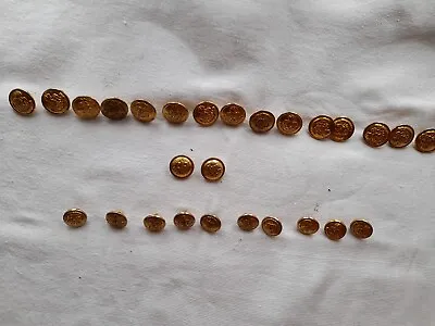 27 Gold Coloured Metal Military Domed Buttons Brass? Vintage? • £4.99