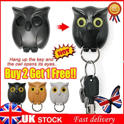 Night Owl Magnetic Wall Key Holder Keychain Hooks Hanging Key Will Open Eye QS • £5.48