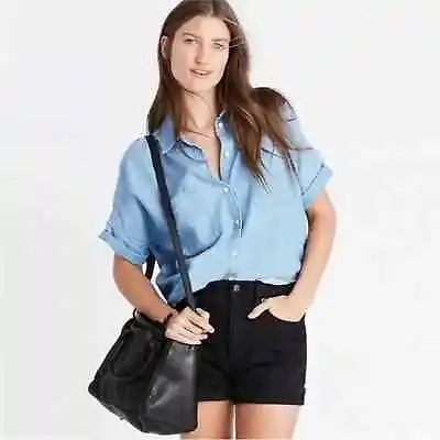 Madewell Indigo Courier Shirt Kieran Wash Blue Denim Chambray Button Shirt Sz M • $30