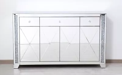 Mirrored Dresser Embedded Crystal Dining Living Room Hallway Foyer Cabinet 60  • $2018.21