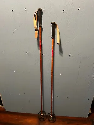 Vintage Set Of Bamboo Snow Ski Poles Measuring 56  And 52  Long • $9.99