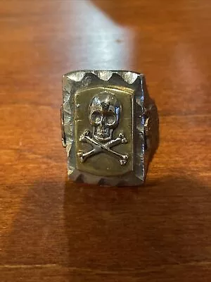 Vintage 1950S Skull Mexican Biker Ring Sz 11.25 • $375