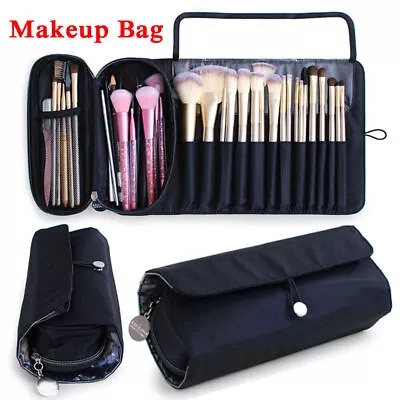 Makeup Holder Roll Up Bag Travel Brushes Organizer Portable Folding Cosmetic Bag • £6.29