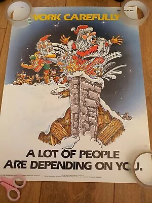 £25 • Buy Vintage Health And Safety Poster. Work Carefully. December 18, 1995.
