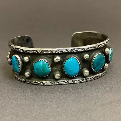 Native American Jefferson James Navajo Sterling Turquoise Cuff Bracelet  • £158.13