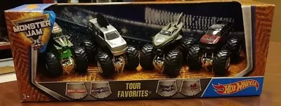 NEW Hot Wheels Monster Jam Tour Favorites 4 Pack Grave Digger Mohawk War Shark • $22.99