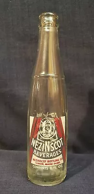 Vintage Nezinscot ACL 8-oz Soda Pop Bottle Native American Maiden Turner Maine • $9.95