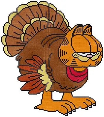 CROSS STITCH+ CRAFT PATTERN Garfield Cartoon Comic Cat Kitty Thanksgiving Turkey • $9.99