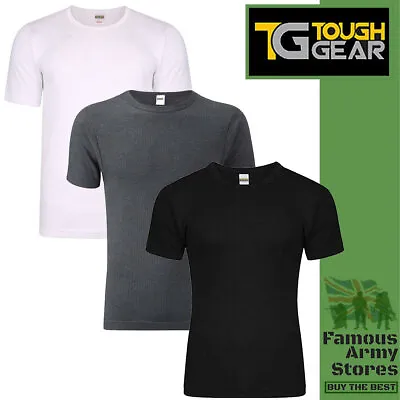 Mens Thermal Wide Rib T-shirt Short Sleeve Top Soft Ribbed Heat Trap Warm • £4.99