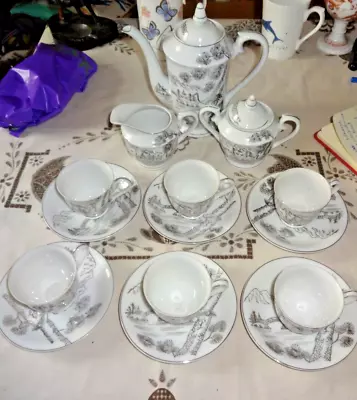 Vintage Japanese H Hp 15 Piece Coffee Set Geisha Girl In Base Of Cups • £20