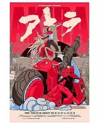 Akira Katsuhiro Otomo Anime Movie Neo Tokyo Bike Poster Screen Print 24x36 Mondo • $165.99