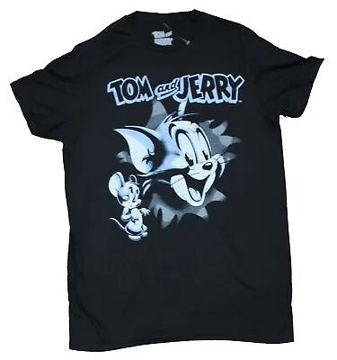 Tom & Jerry Adult New T-Shirt - Blue Gray Coy Jerry Big Headed Tom • $16.98