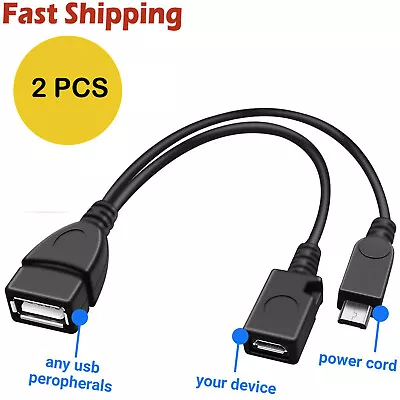 2 Pack Micro USB Host OTG Cable With USB Power For Android Tablet / Phone • $7.78