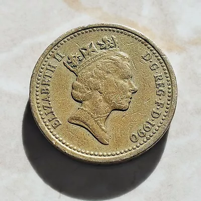 1990 One Pound Queen Elizabeth II Coin RARE Upside Down ERROR • $1500