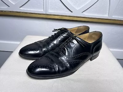 Men’s Salvatore Ferragamo Wingtip Laced Dress Shoes Black Leather - Size 11 B • $19.99