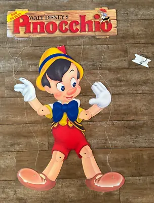 Pinocchio & Cleo Disney Video Store Display Vintage VHS 44  Hanging Standee Set • $74.50