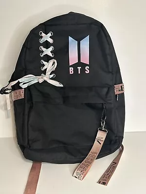 BTS Band School Backpack Book Bag Black/Pink/Blue • $9.30