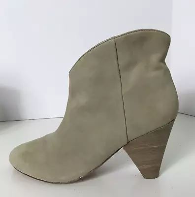 Matt Bernson Ankle Boots Womens Size 7 Tan Suede Stacked Wood Heel Leather Soft • $38.98