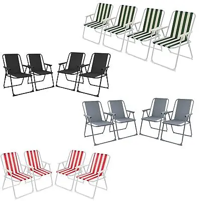 Set Of 4 Folding Chair Garden Patio Picnic Camping Beach Fishing Outdoor Seat • £29.99