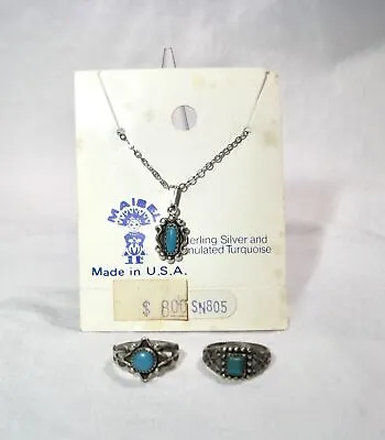 Vintage Navajo Bell Trading Post/Maisel Sterling Rings & Necklace Lot K1759 • $111