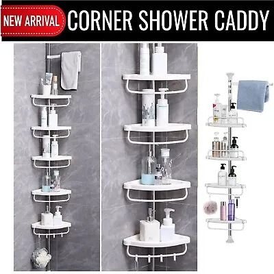 Telescopic Organiser Shower Corner Shelf Caddy Hold Bathroom Storage 4 Tier Rack • $28.99