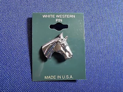 Grandma Grabe's Beautiful Vintage White Western Silver Tone Horse Brooch Pin • $0.75