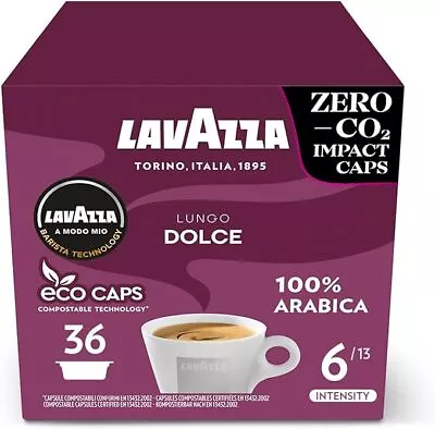 Lavazza A Modo Mio Lungo Dolce  Sweet And Smooth Coffee Capsules 100% Arabica • £9.50