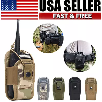 Outdoor Tactical Molle Radio Walkie Talkie Pouch Waist Bag Holder Pocket Holster • $8.98