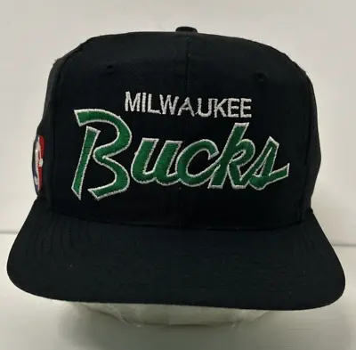 VTG 90s Milwaukee Bucks Sports Specialties Snapback Double Line Script Hat Cap • $585