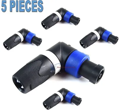 5 Pack Pro Audio Right Angle L 4 Pin Male Speakon Plug Adapter Connector Coupler • $18.95