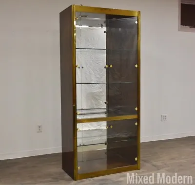 Mastercraft Zebrano Brass Display Cabinet Mid Century Modern • $1950