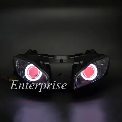 $309.99 • Buy Red Demon HID White Halo Projector Headlight Set For Yamaha YZF R6 2008-2014