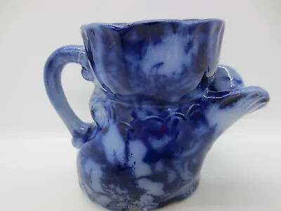VINTAGE FLOW BLUE Porcelain MUSTACHE/ SHAVING  MUG AS IS • $9.95