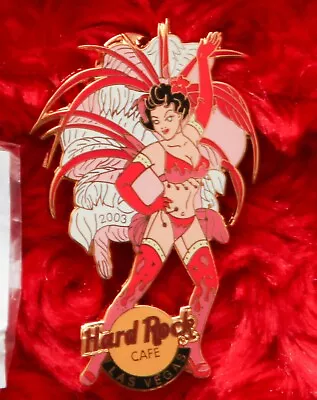 Hard Rock Cafe Pin Las Vegas SHOW GIRL Head Dress Hat Lapel Pink Red • $15.99