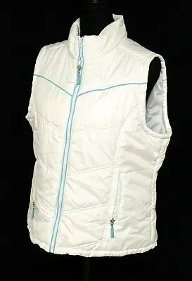 Paris Blues Sleeveless Vest Jacket Size Large White W/ Blue Piping Puffy Ski • $14.96