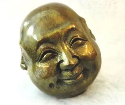 OLD SIGNED BRONZE Carved Buddhism Buddha Head Sculpture Statue 4 Faces • $9.57