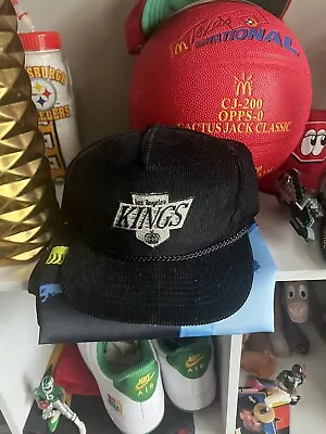 Vintage Los Angeles LA Kings Logo NHL Hockey Corduroy Black Snapback Hat Cap • $50