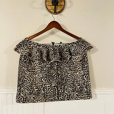 £12.27 • Buy Topshop Leopard Print Ruffled Peplum Mini Short SKIRT Women’s Size 12