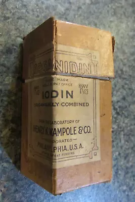 Vintage Wampole Organic Iodin Bottle With Original Box Instructions & Stopper. • $12.99