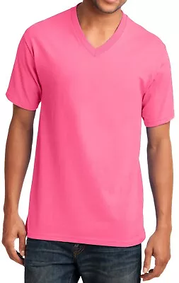 $8.95 • Buy Men's V Neck, 100% Cotton & 50/50 Blend T-shirt, Mid-weight, Short Sleeve. S-4xl