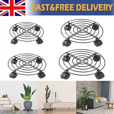 30/35/40cm Heavy Duty Solid Steel Plant Pot Caddy Plant Pot Wheels Mover Trolley • £12.99