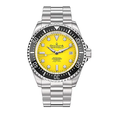 Oceaneva Men's Deep Marine Explorer 1250M Watch Automatic Swiss Movement Yellow • $499
