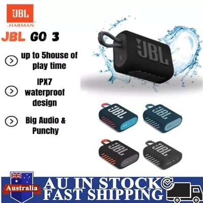 JBL Go3 Portable Bluetooth Speaker Wireless Powerful Stereo Waterproof Outdoor • $39.99