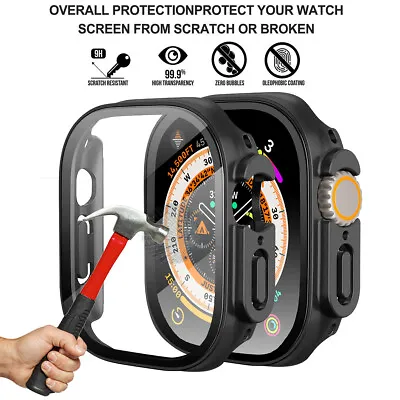 $9.99 • Buy For Apple Watch Ultra (49mm) Case Full Tempered Glass Screen Protector PC Cover